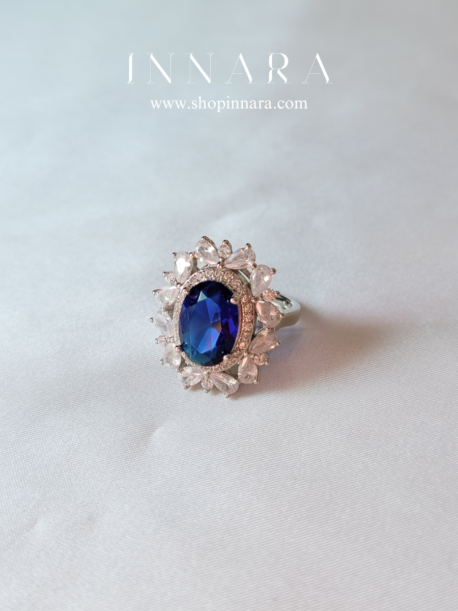 Blue Velvet Zirconia Ring (Adjustable)