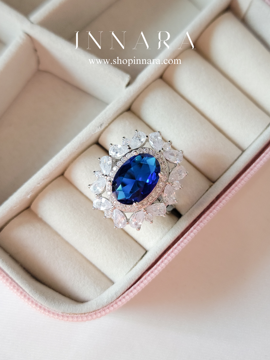 Blue Velvet Zirconia Ring (Adjustable)