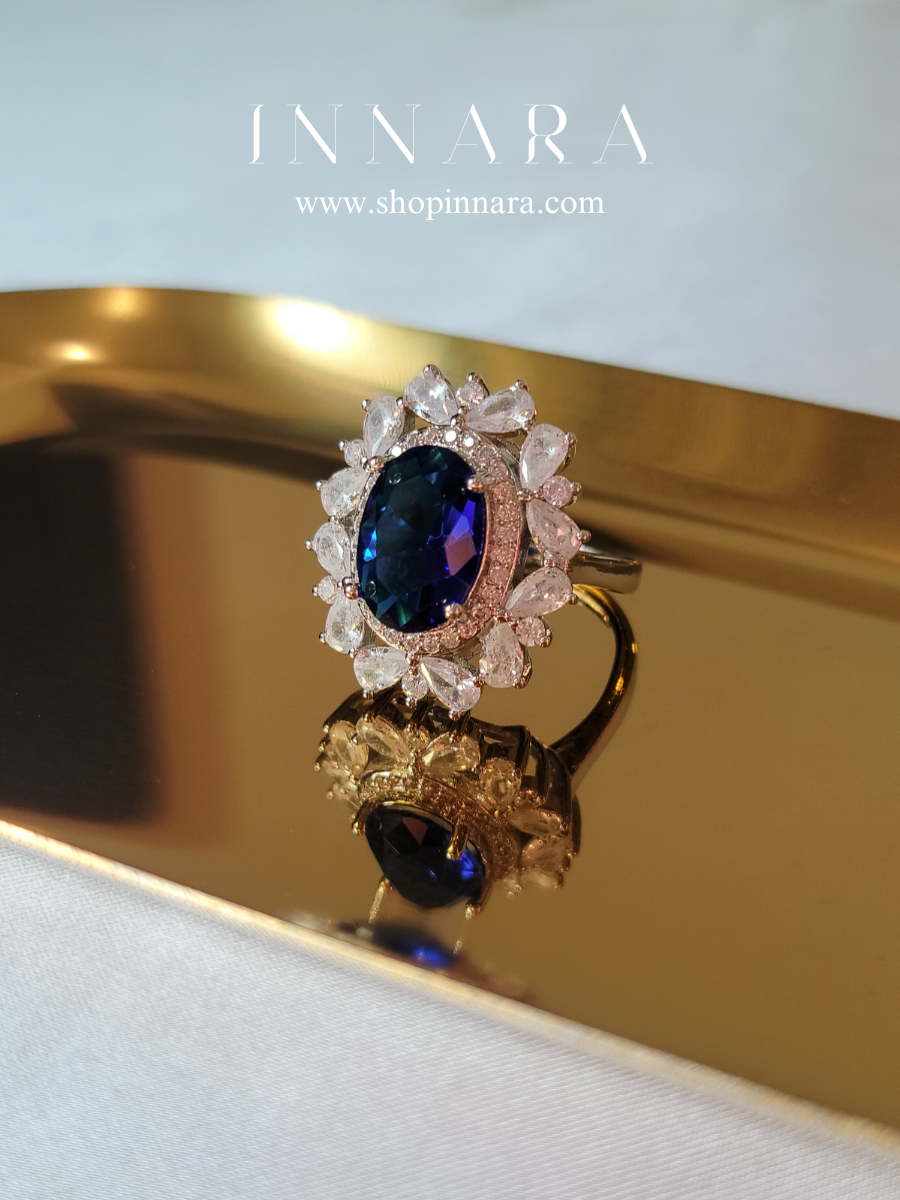 Blue Velvet Zirconia Ring (Adjustable)