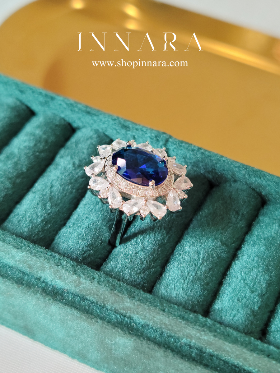 Blue Velvet Zirconia Ring (Adjustable)