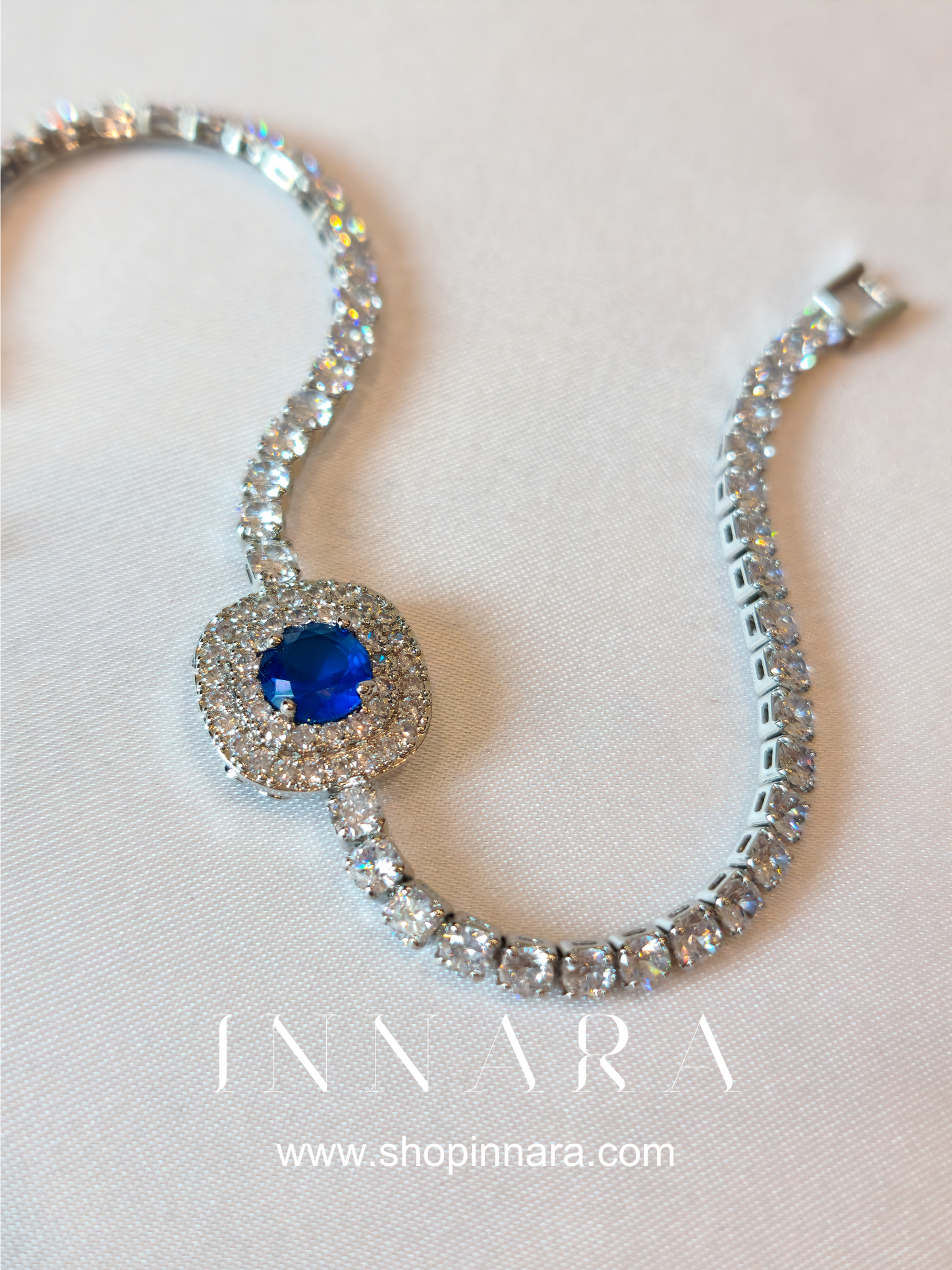 Blue Luxe CZ Chain Bracelet