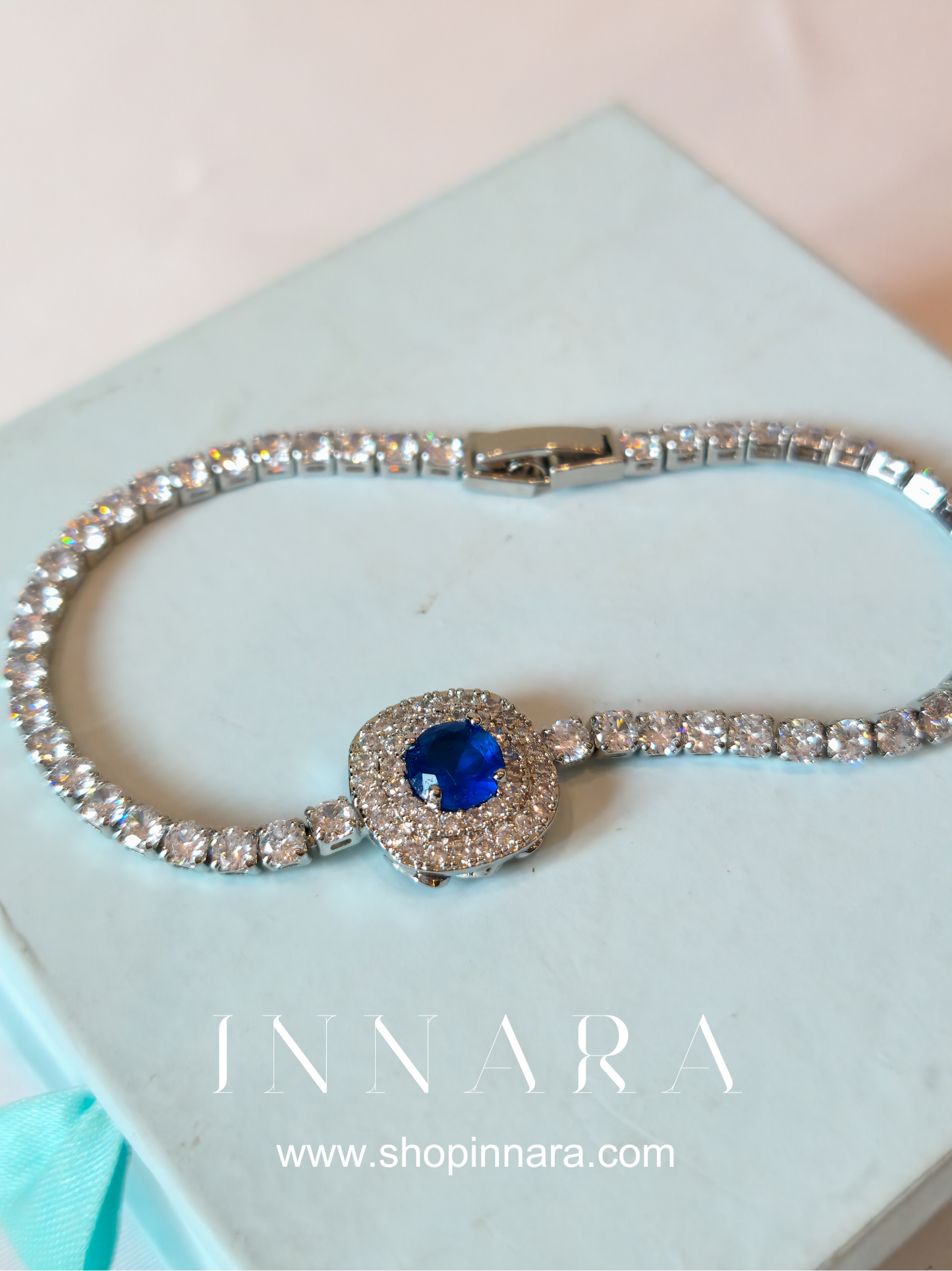 Blue Luxe CZ Chain Bracelet