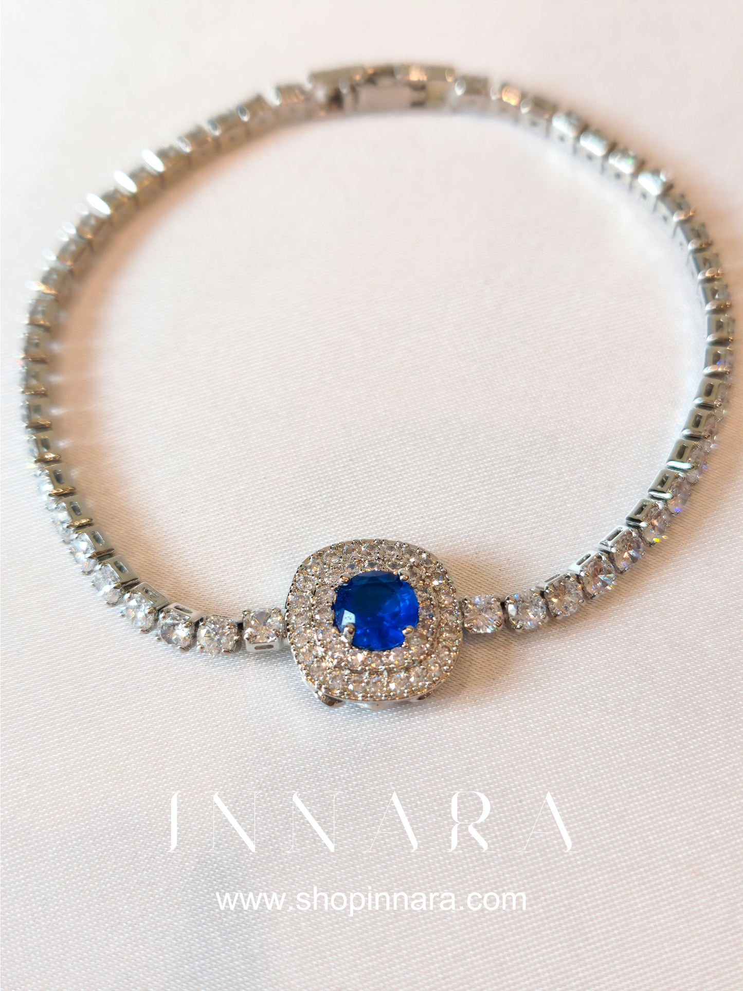 Blue Luxe CZ Chain Bracelet