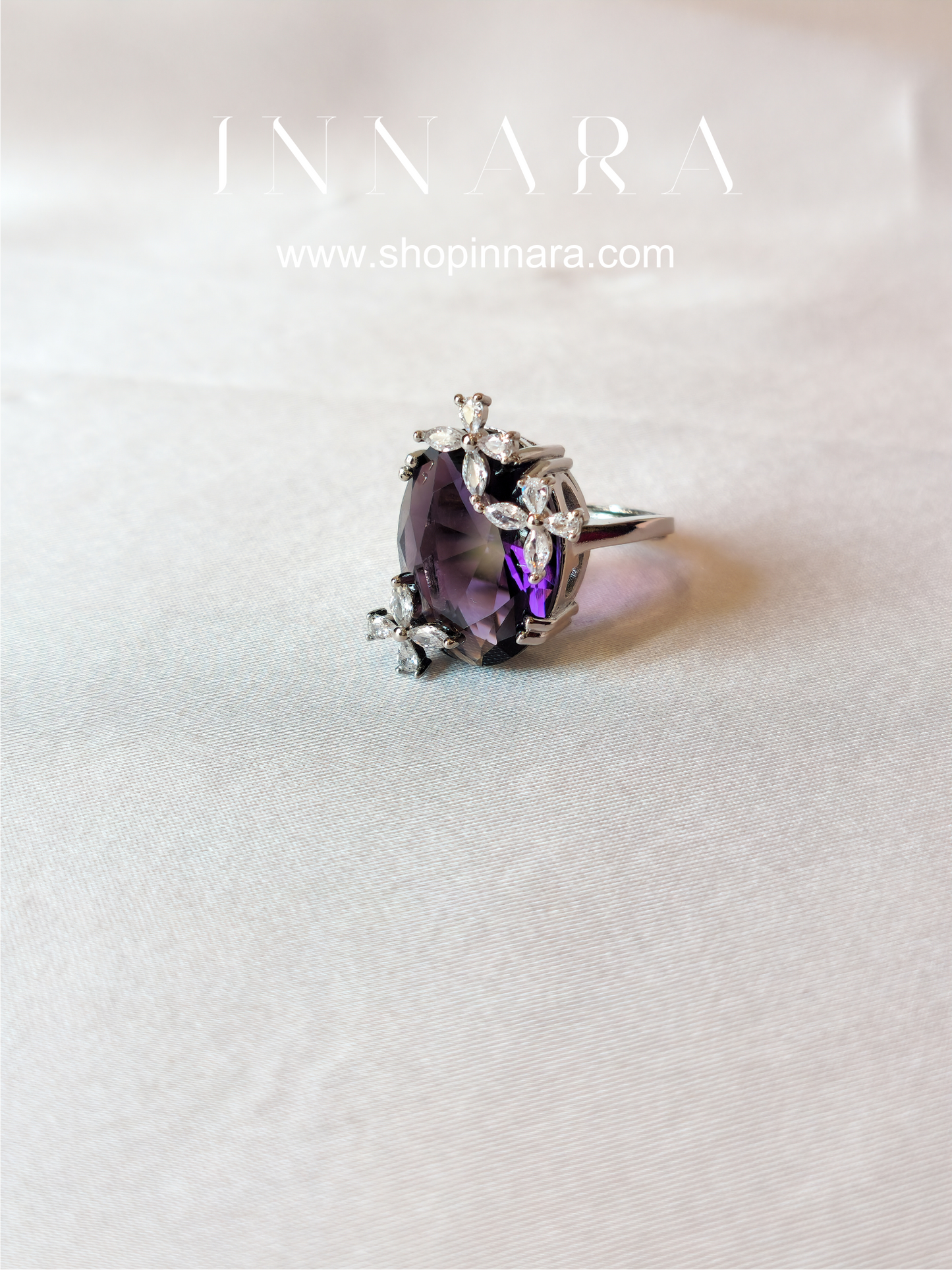 Purple Iris Bloom Ring (Adjustable)