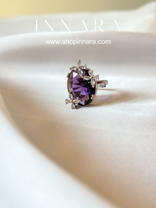 Purple Iris Bloom Ring (Adjustable)