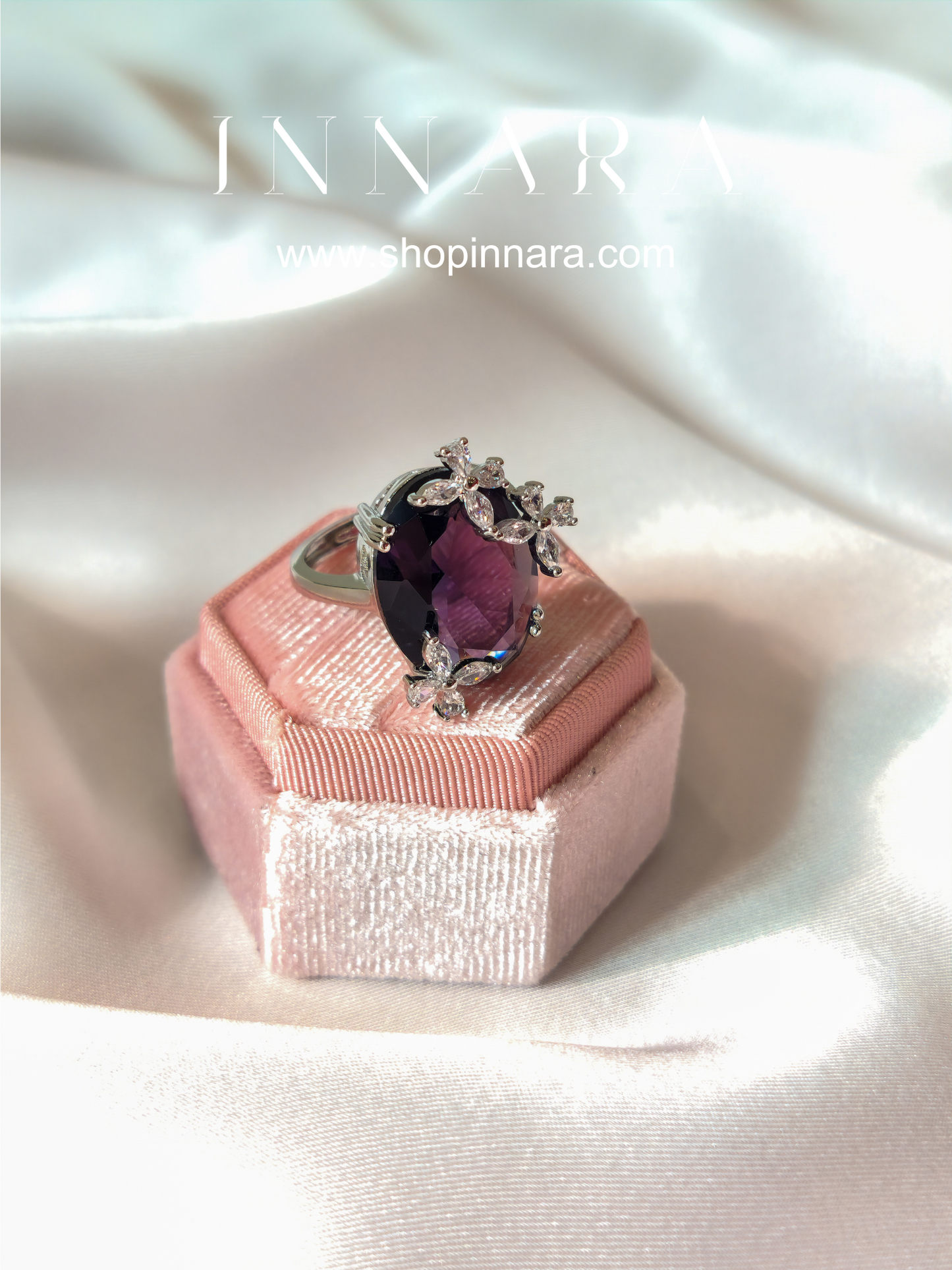 Purple Iris Bloom Ring (Adjustable)