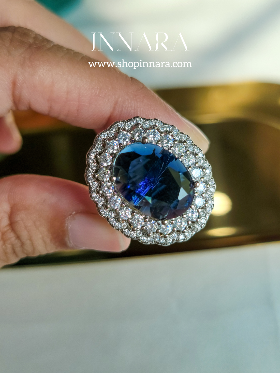 Blue Velvet Zirconia Ring (Adjustable)