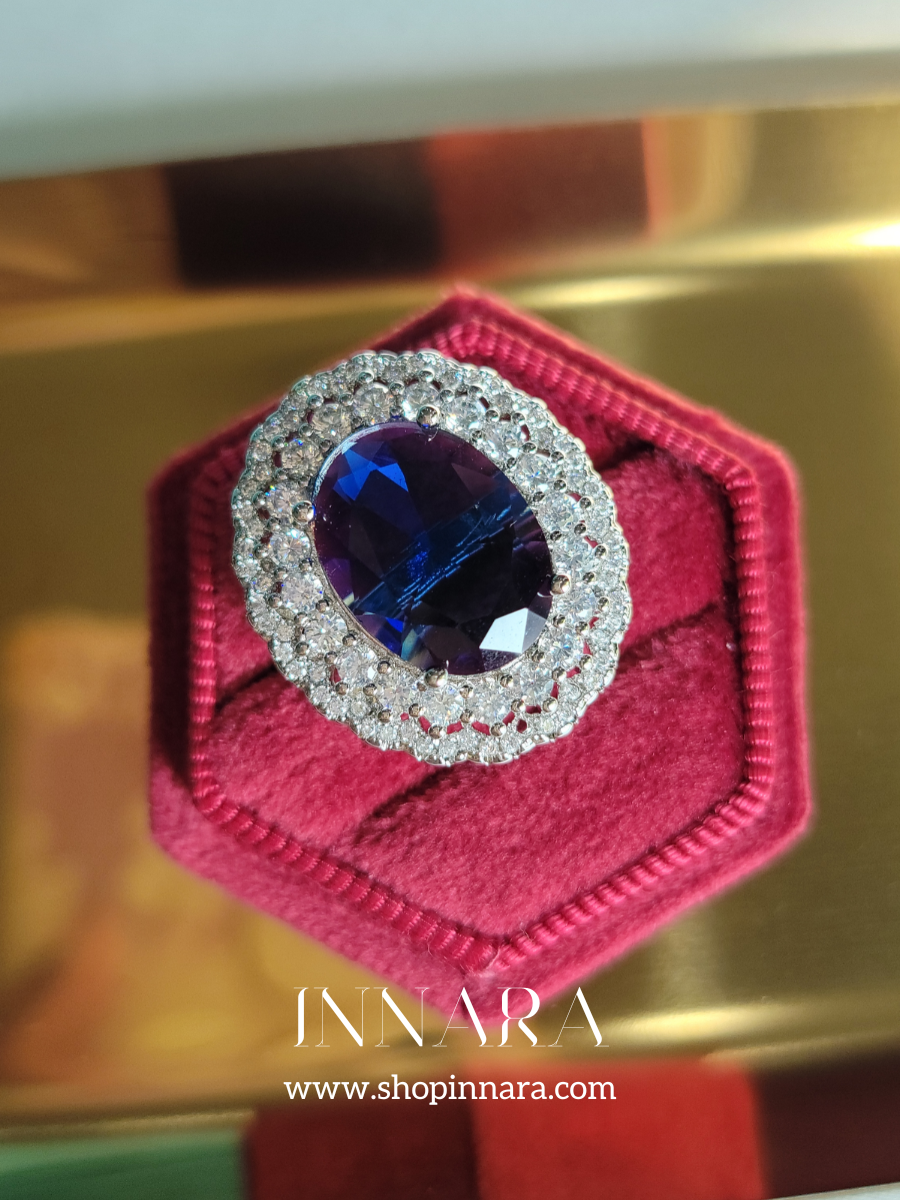 Blue Velvet Zirconia Ring (Adjustable)