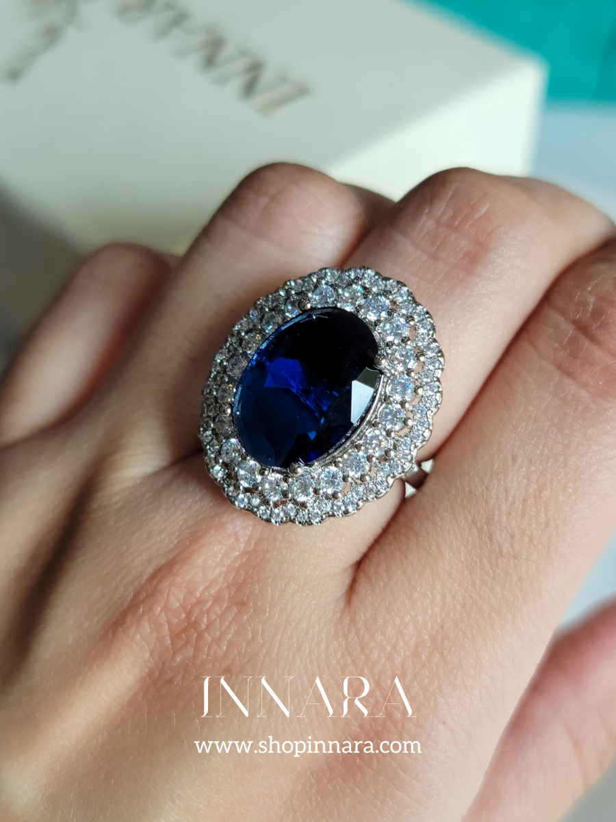 Blue Velvet Zirconia Ring (Adjustable)