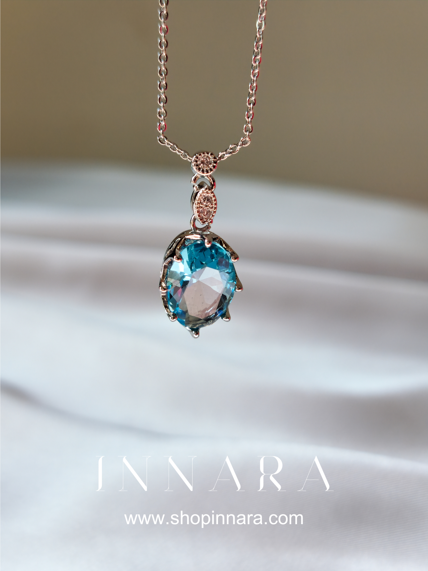 Icy Blue Oval Pendant