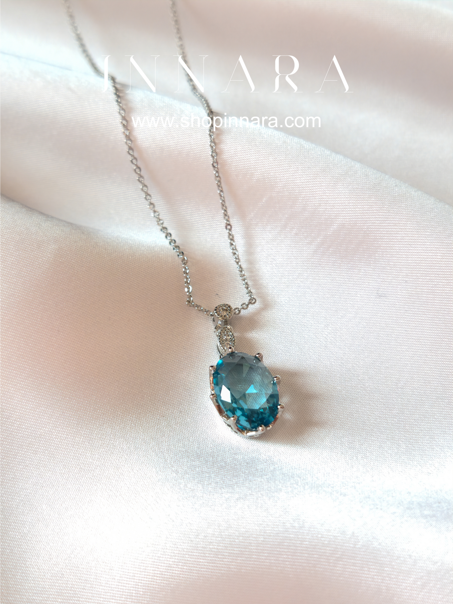 Icy Blue Oval Pendant