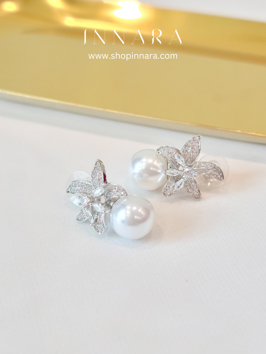 Radiant Flora Pearl Earrings